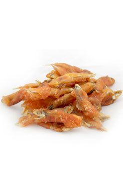 Pochoutka rybka obalená v kuřecím mase 100g