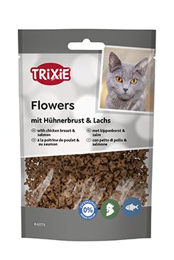 Pochoutka FLOWERS kuř.prsa a losos pro kočky 50g TR
