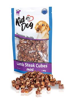 Pochoutka KIDDOG mini kostičky z jehněčího masíčka 80g