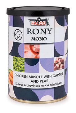 FALCO RONY DOG MONO kuřecí sval.s mrkví a hráškem 400g