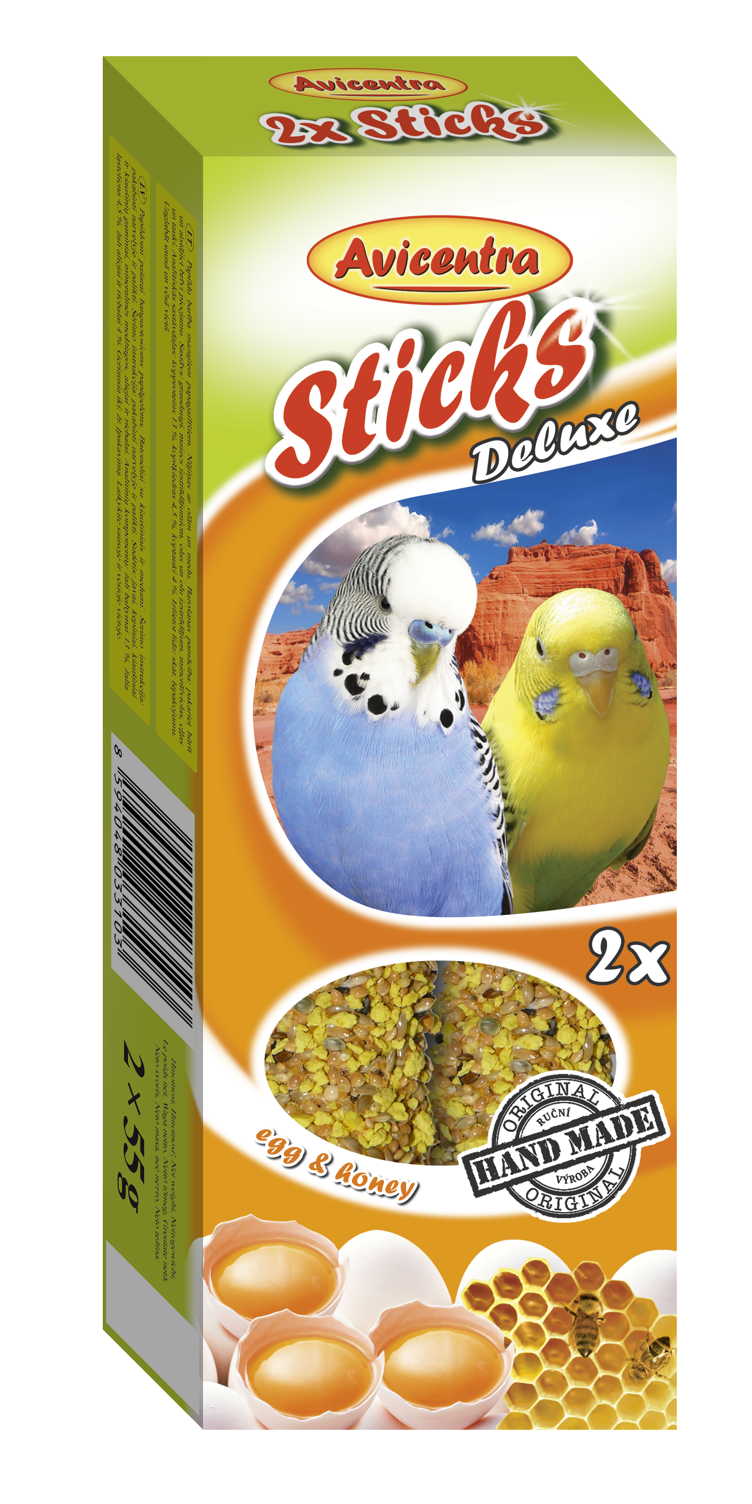 Avicentra s.r.o. Tyčinky andulka vejce + med 2 ks 110 g