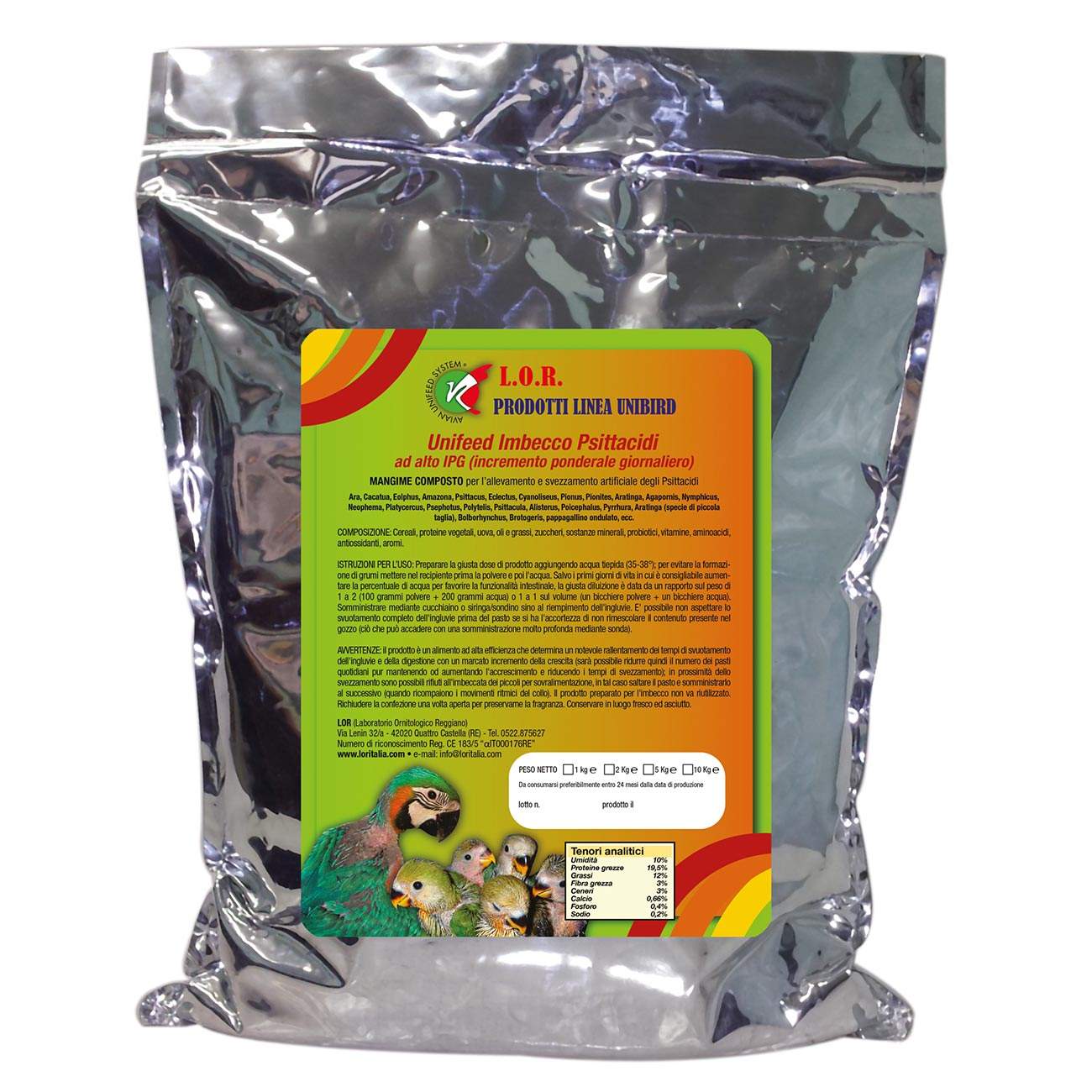 L.O.R. Dokrmovací směs Unifeed imbecco Psittacidi 1 kg