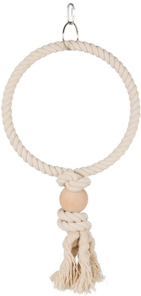 Trixie závěsný bavlněný kruh s dřevěnou koulí průměr 24 cm