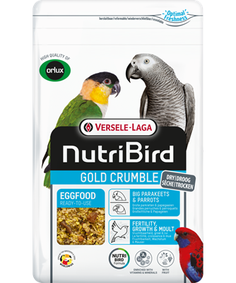 VERSELE-LAGA NutriBird GOLD CRUMBLE  vaječné krmivo suché pro střední a velké papoušky se sušeným hmyzem a ovocem 800 g