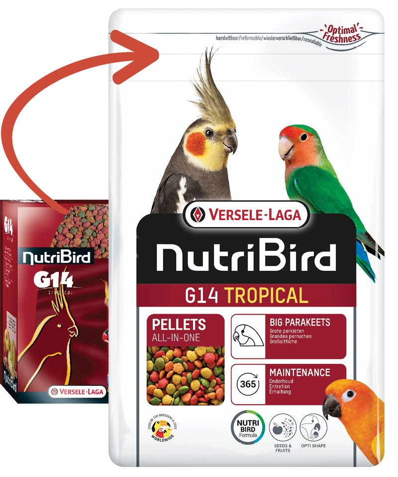 VERSELE-LAGA Granule NutriBird G14 Tropical 3 kg pro korely a středně velké papoušky s tropickým ovocem 
