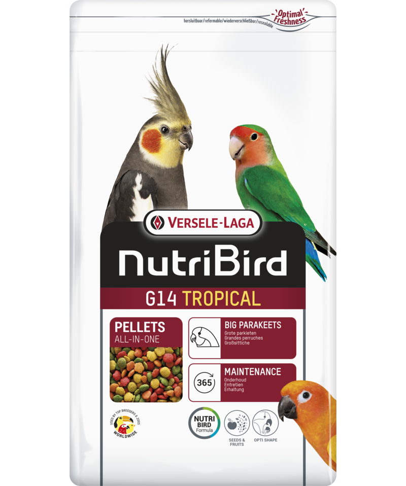 VERSELE-LAGA Granule NutriBird G14 Tropical 10 kg pro korely a středně velké papoušky s tropickým ovocem 