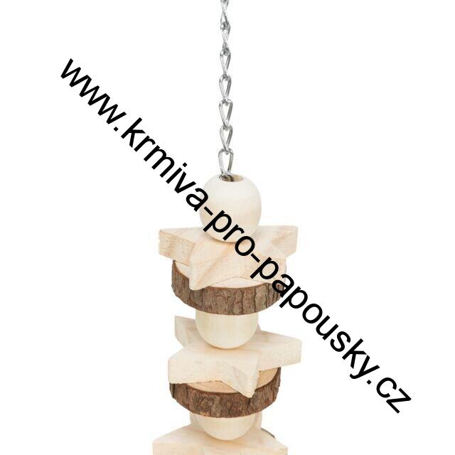 Trixie Dřevěné hvězdičky a kuličky barevné na laně 30 cm