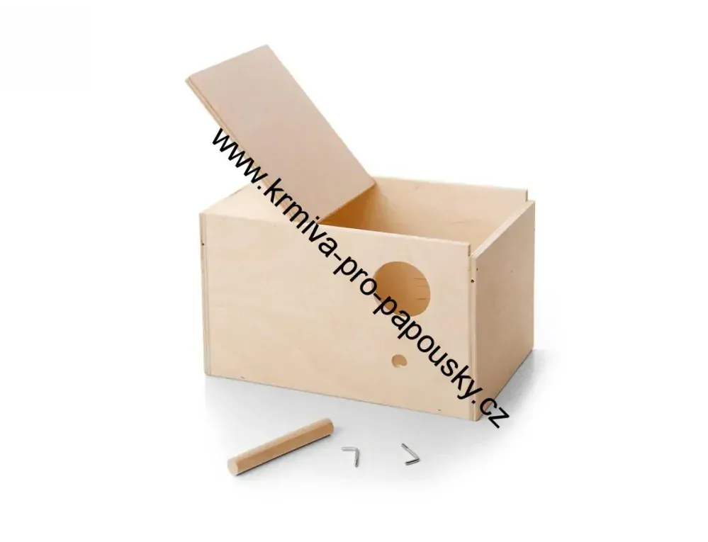 JK hnízdící budka LUX č.2 z překližky pro andulky a malé papoušky 22 x 13,5 x 14 cm